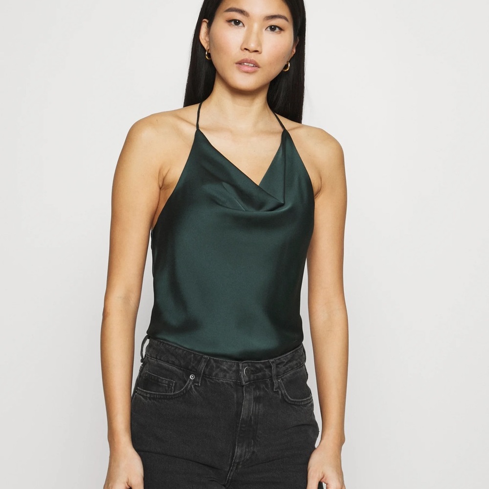 Cowl Neck Satin Bodysuit NWT